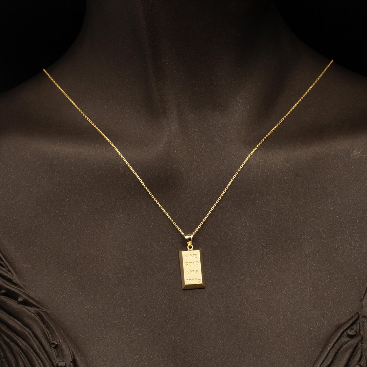 14K Yellow Gold Gold Bar Chain Necklace