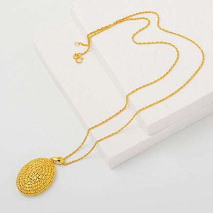14K Yellow Gold Sparkling Oval Pendant