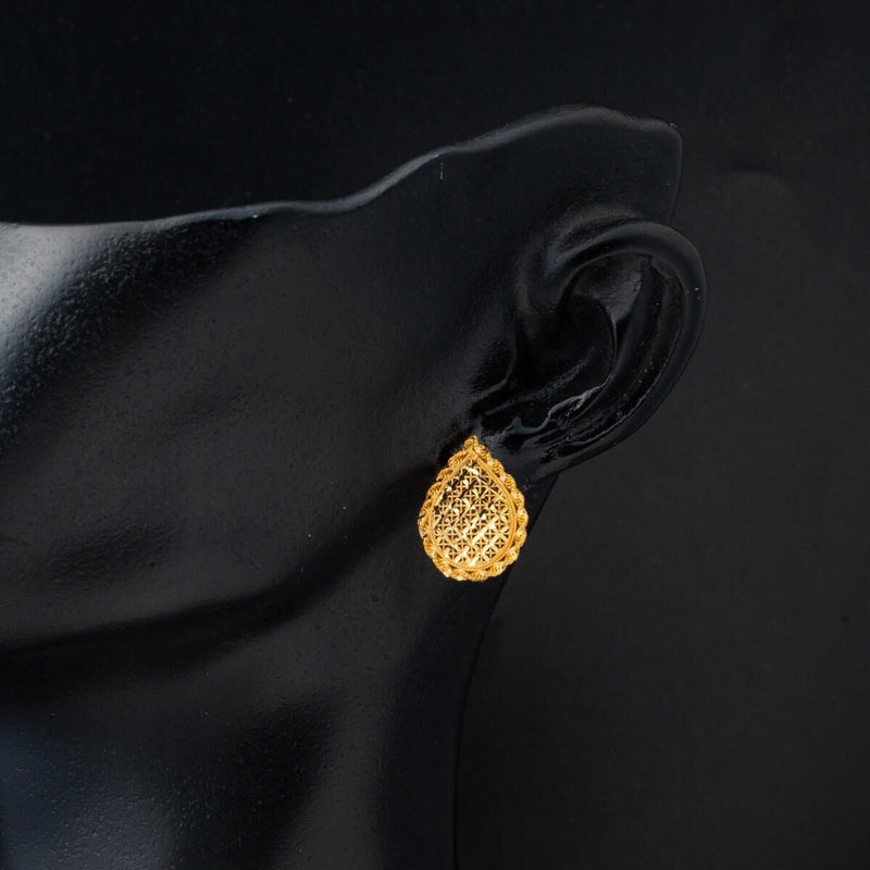 22K Yellow Gold Teardrop Flower of Life Earrings