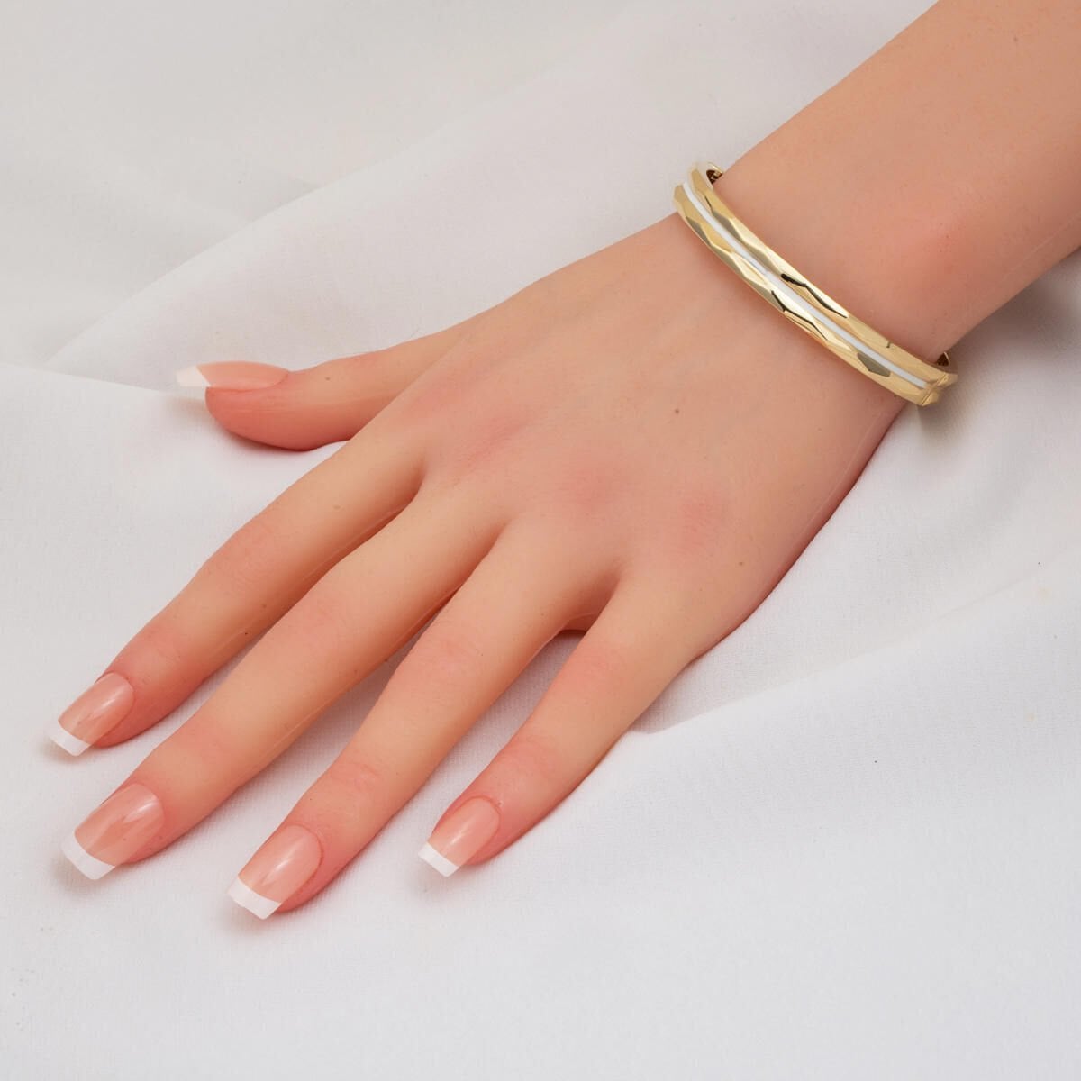 14K Yellow Gold Pirate Enamel Hinged Cuff Bracelet