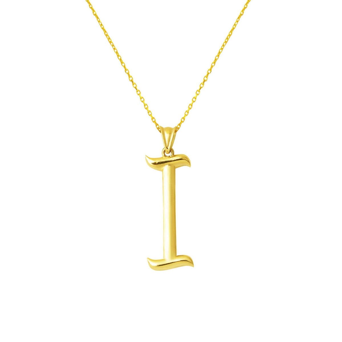 14K Yellow Gold I Initial Necklace