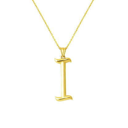 14K Yellow Gold I Initial Necklace
