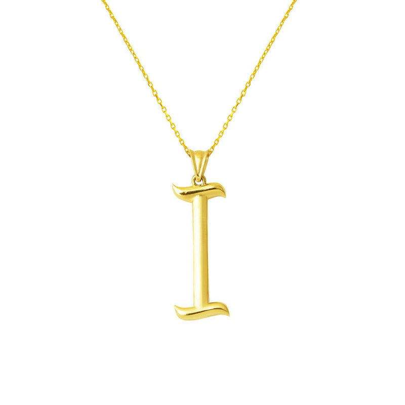14K Yellow Gold I Initial Necklace