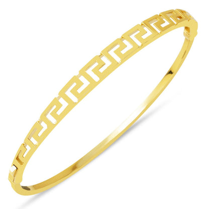 14K Yellow Gold Designer Inspired Model 14 Hinged Cuff Bangle