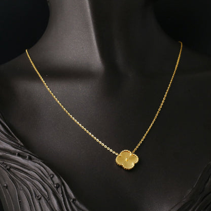 14K Yellow Gold Clover Large Necklace