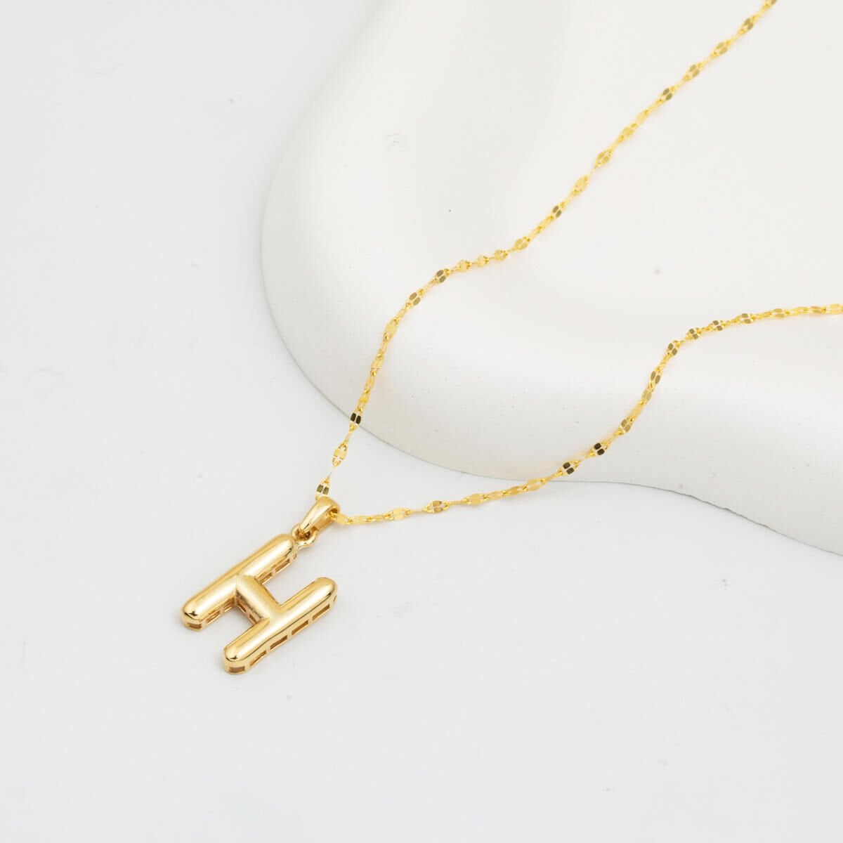 14K Yellow Gold Balloon Initial H Necklace