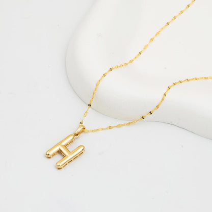 14K Yellow Gold Balloon Initial H Necklace