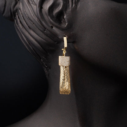 14K Yellow Gold Italian Collection Cubic Zirconia Dangle Earrings