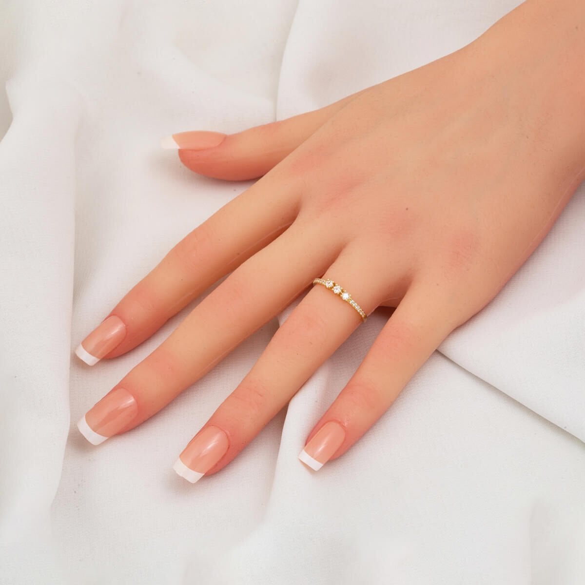 14K Yellow Gold Tria Cubic Zirconia Ring (0.97 g)