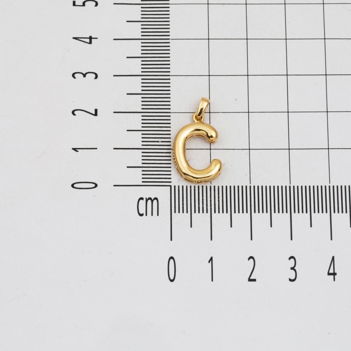 14K Yellow Gold C Balloon Initial Necklace