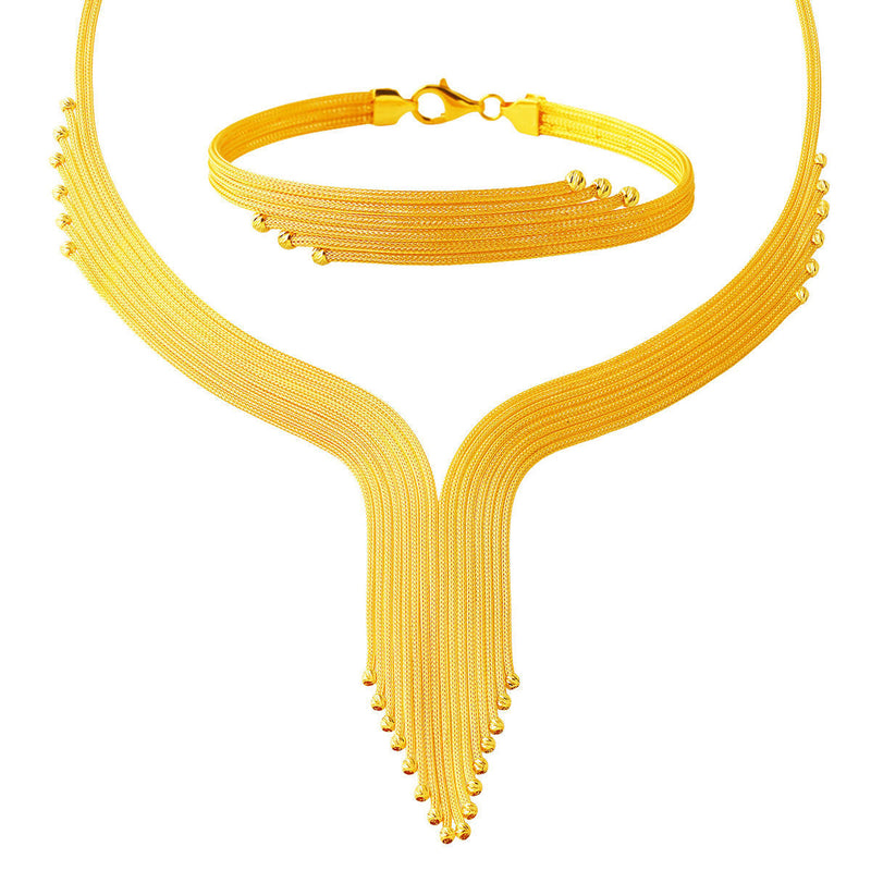 14K Yellow Gold Braided Chain Double Wedding Set
