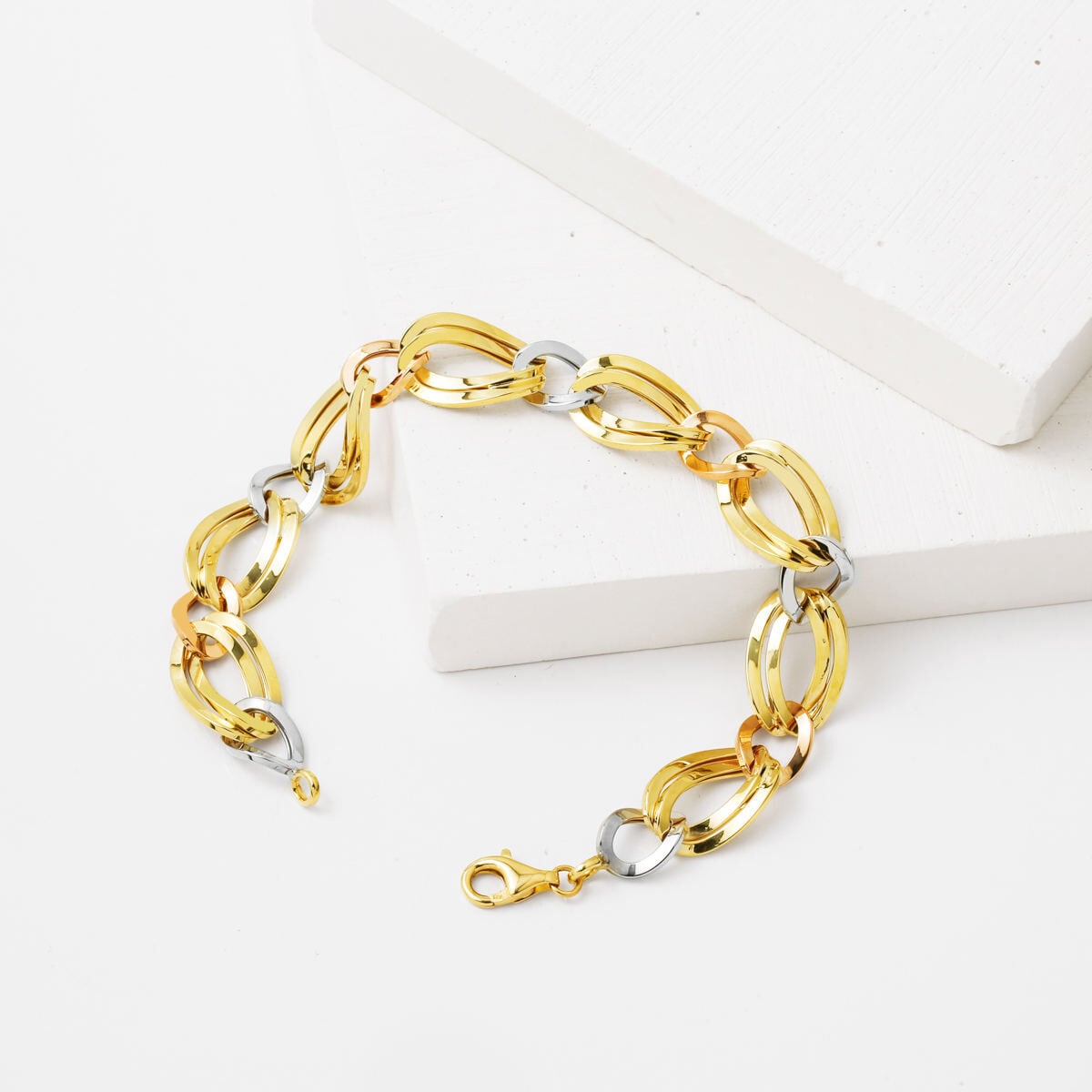 14K Yellow Gold Double Hoop Hallow Bracelet