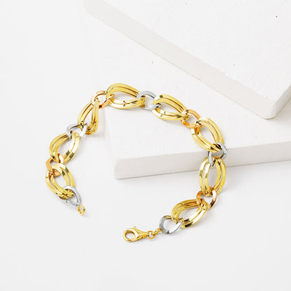 14K Yellow Gold Double Hoop Hallow Bracelet