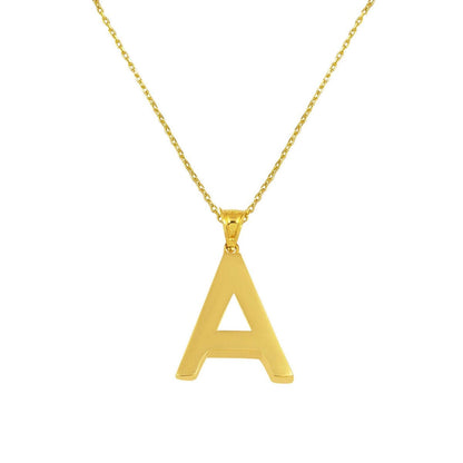 14K Yellow Gold Classic A Initial Necklace