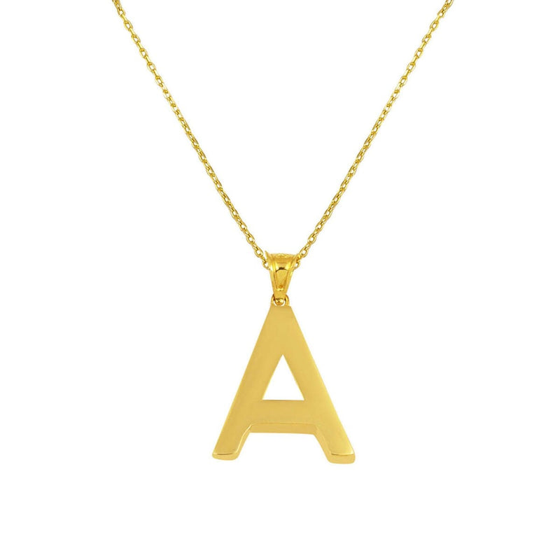 14K Yellow Gold Classic A Initial Necklace