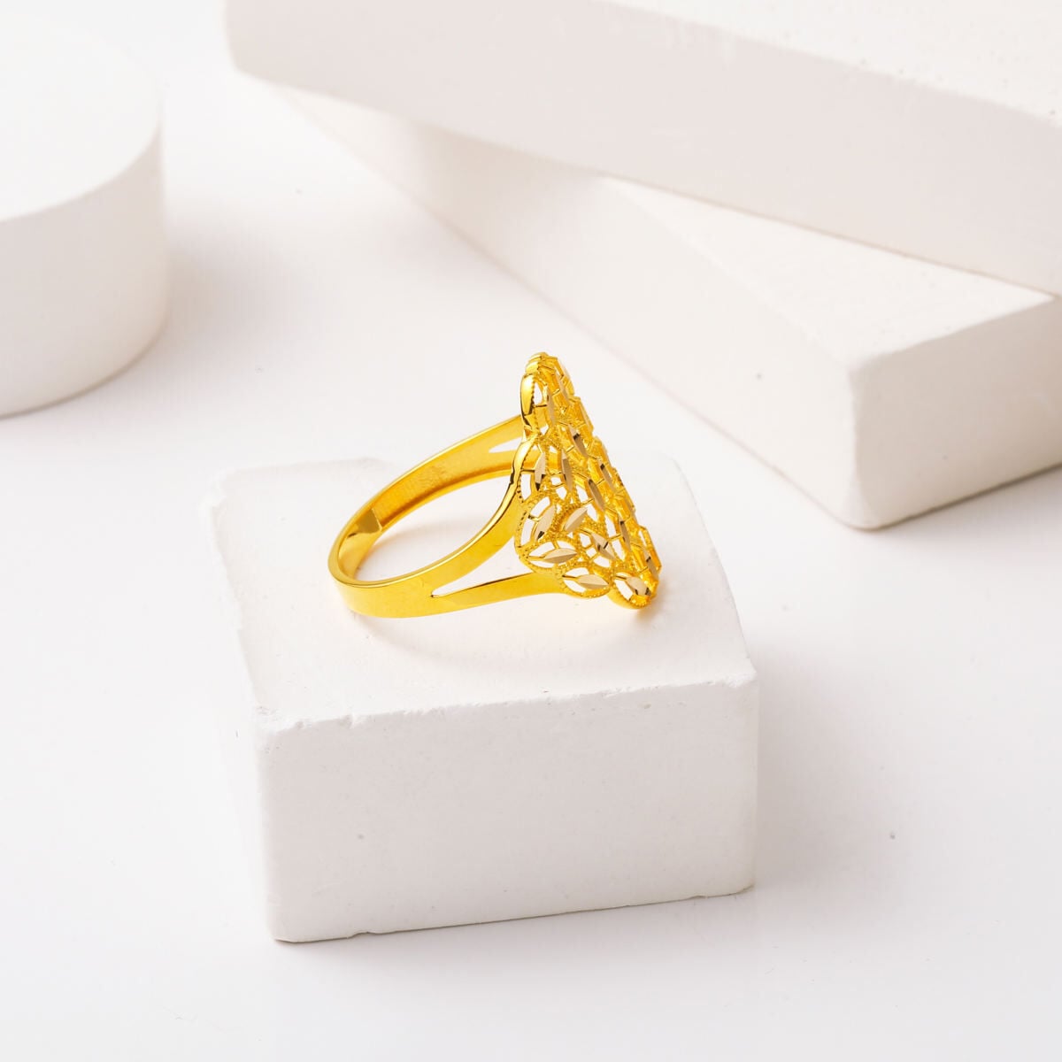 14K Yellow Gold Ajda Hand Engraved Ring