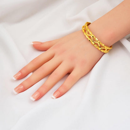 14K Yellow Gold Twisted Hinged Cuff Bangle (21.03 g)