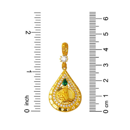 14K Yellow Gold Ottoman Tughra Cubic Zirconia Pendant (3.08 g)