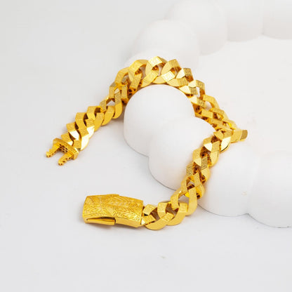 14K Yellow Gold Zebrac Curb Medium Bracelet