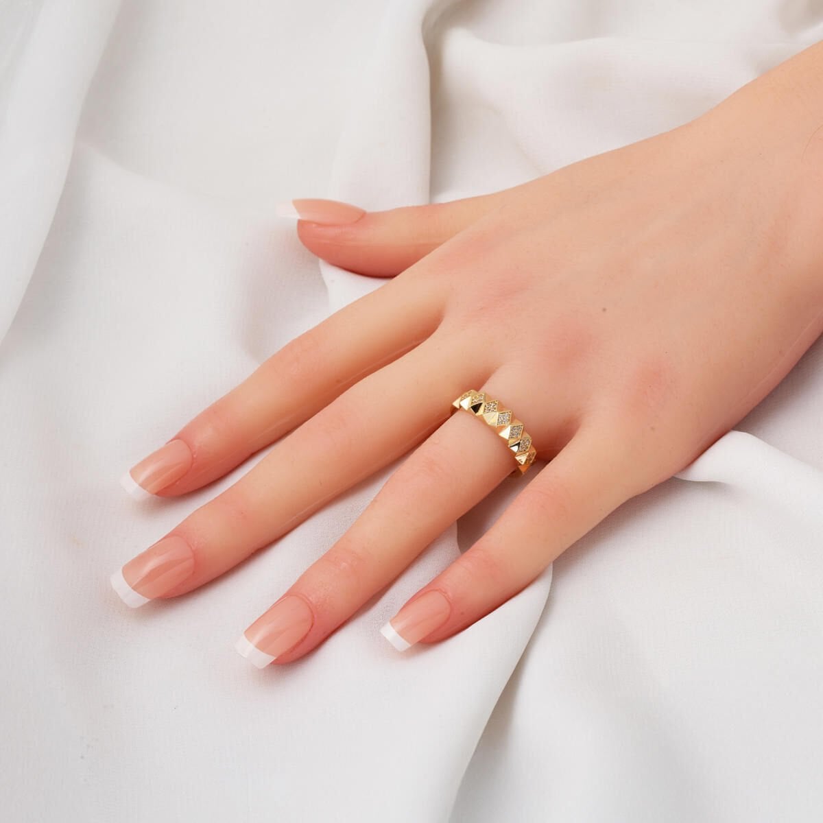 14K Yellow Gold Prism Cubic Zirconia Women's Ring