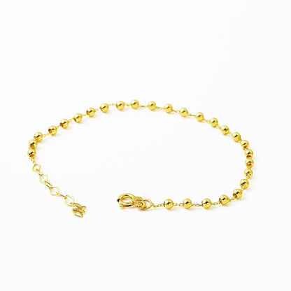 14K Yellow Gold High Polish Bead Lightweight Bracelet