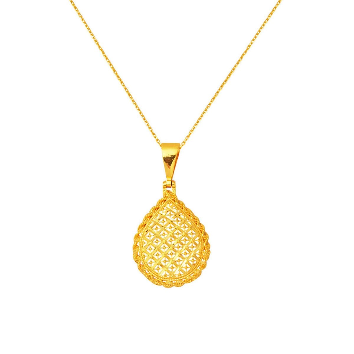 22K Yellow Gold Teardrop Flower of Life Necklace (3.61 g)