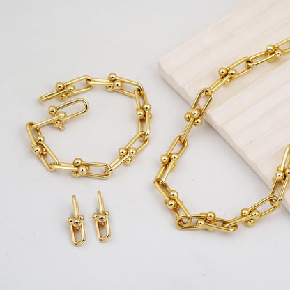 14K Yellow Gold Thick Designer Inspired Chain Jewelry Set