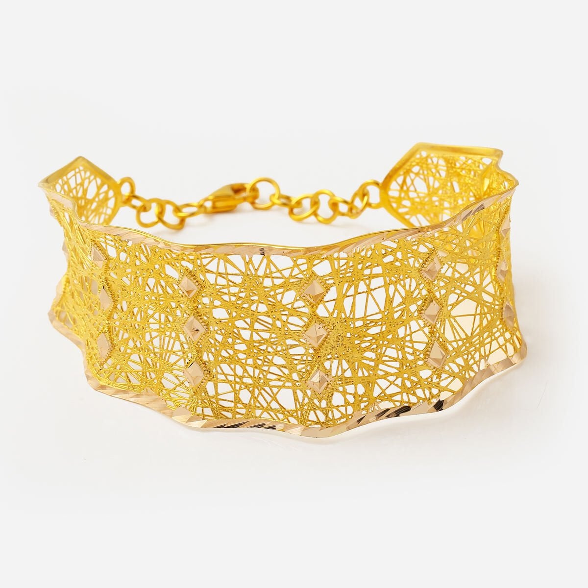 14K Yellow Gold Indian Style Hinged Cuff Bangle