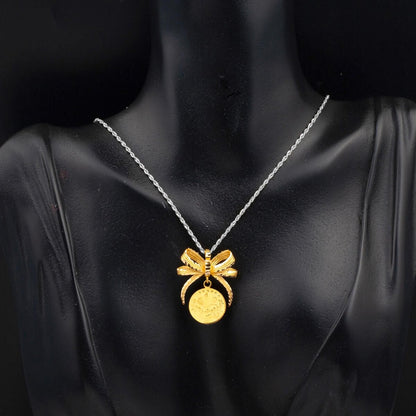 22K Yellow Gold Quarter Coin Ottoman Resat Coin Pendant
