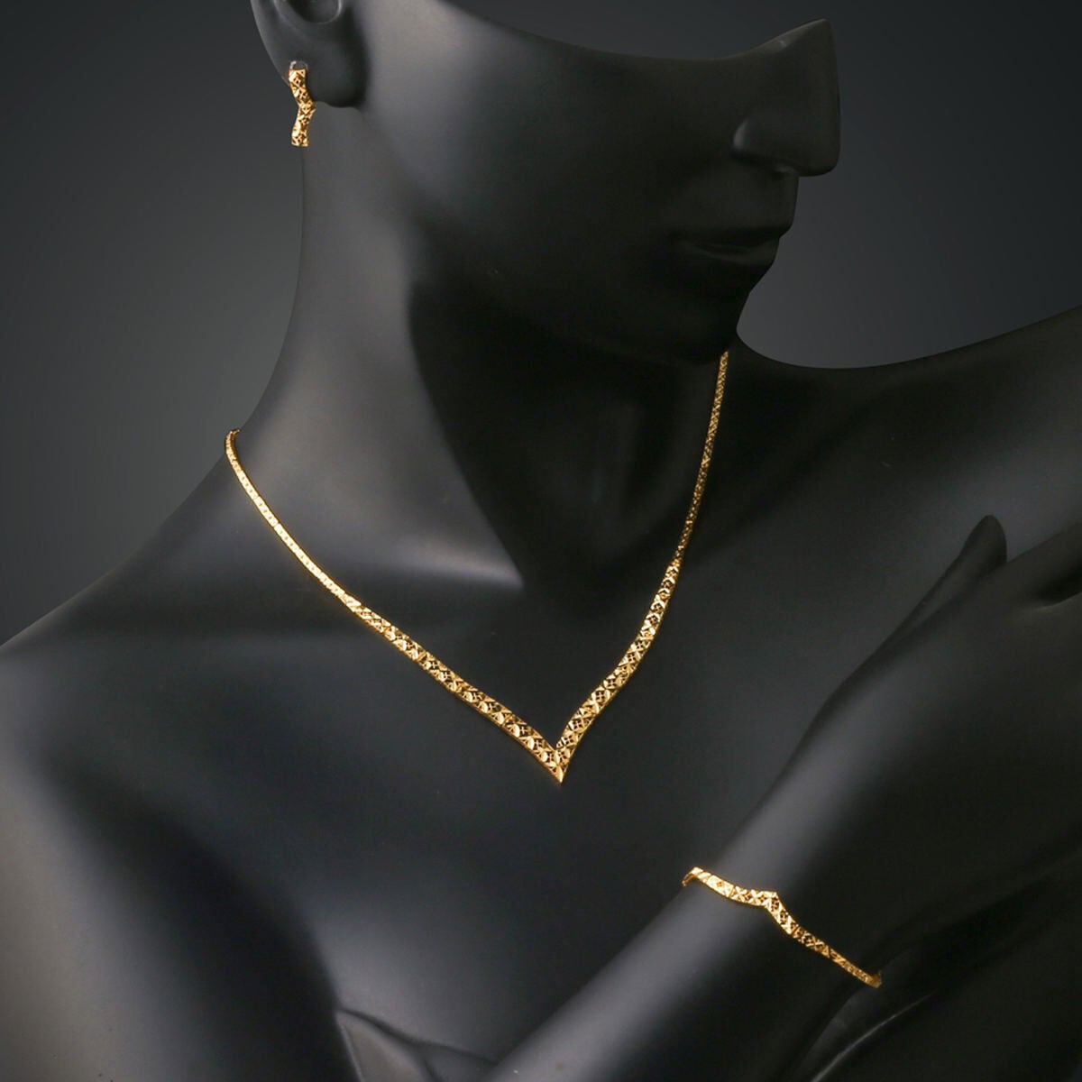 14K Yellow Gold Flower of Life Jewelry Set