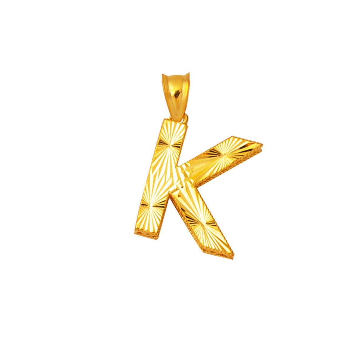 22K Yellow Gold K Initial Pendant