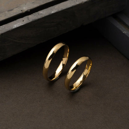 14K Yellow Gold 3mm Classic Men's Puffed Wedding Band