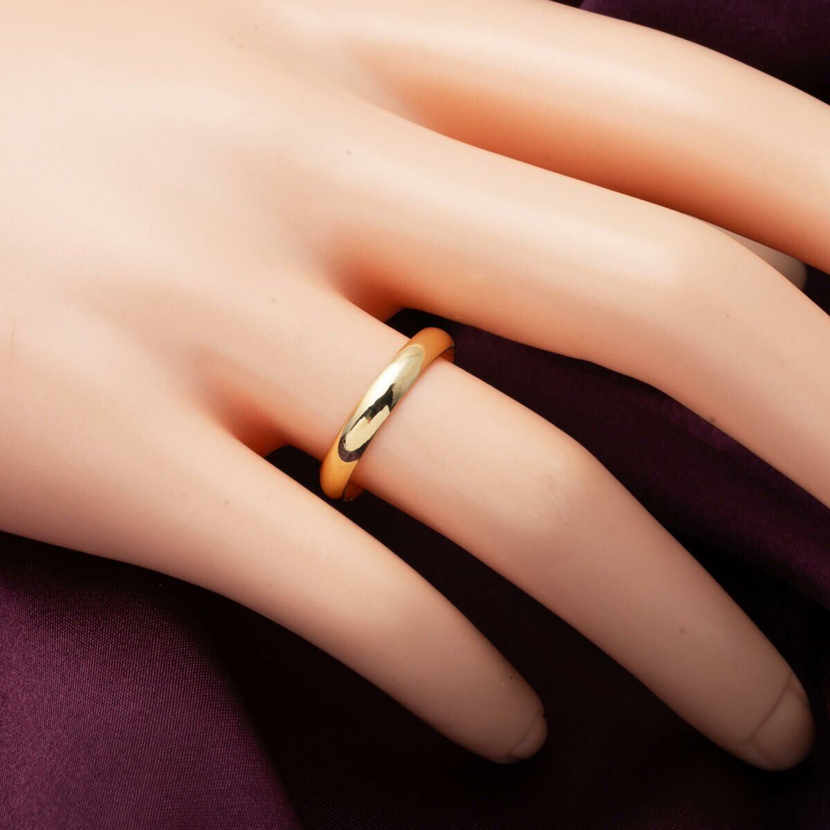 14K Yellow Gold 3mm Classic Men's Puffed Wedding Band