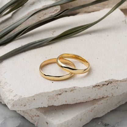 14K Yellow Gold 3mm Classic Men's Puffed Wedding Band