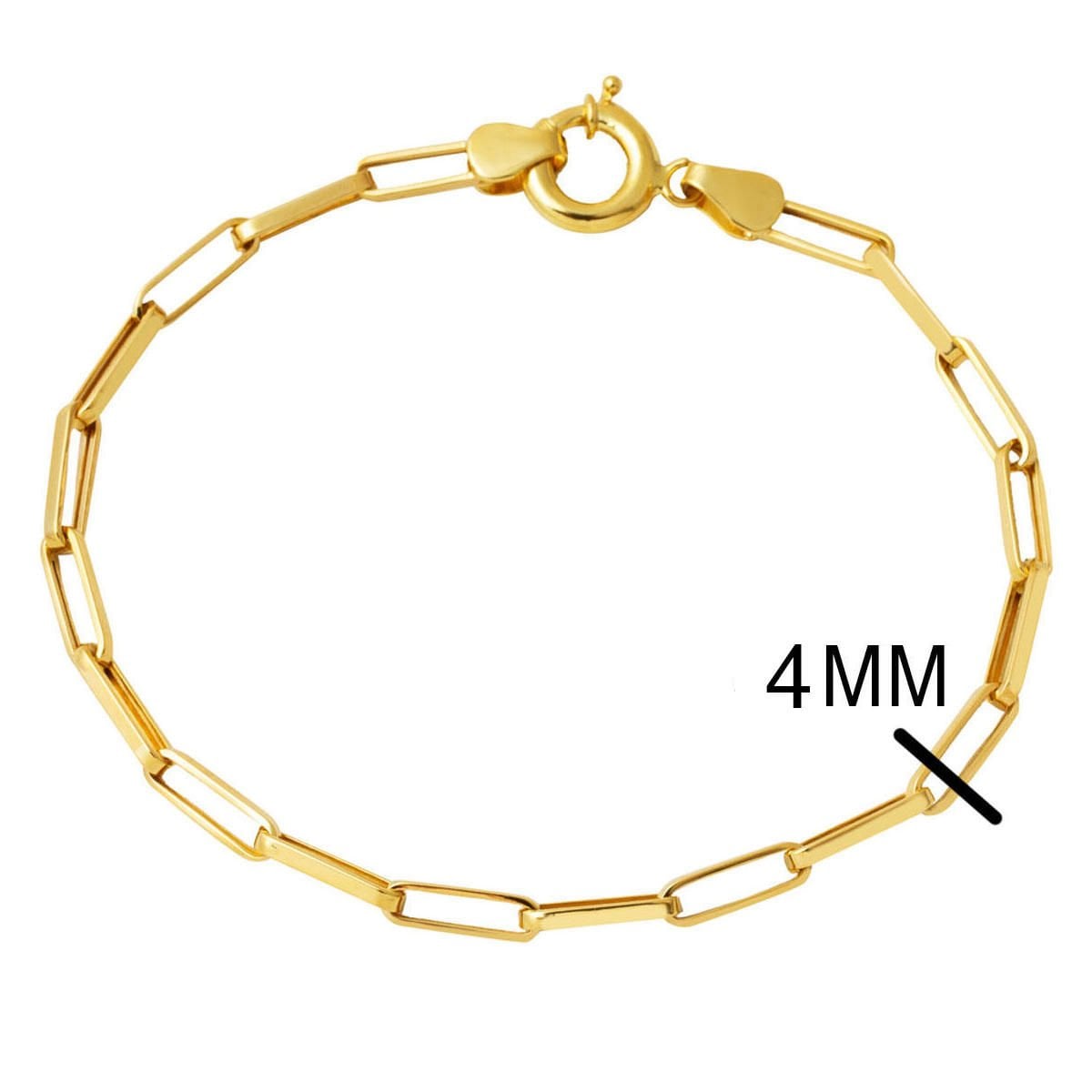 14K Yellow Gold 4 mm Paperclip Chain Bracelet
