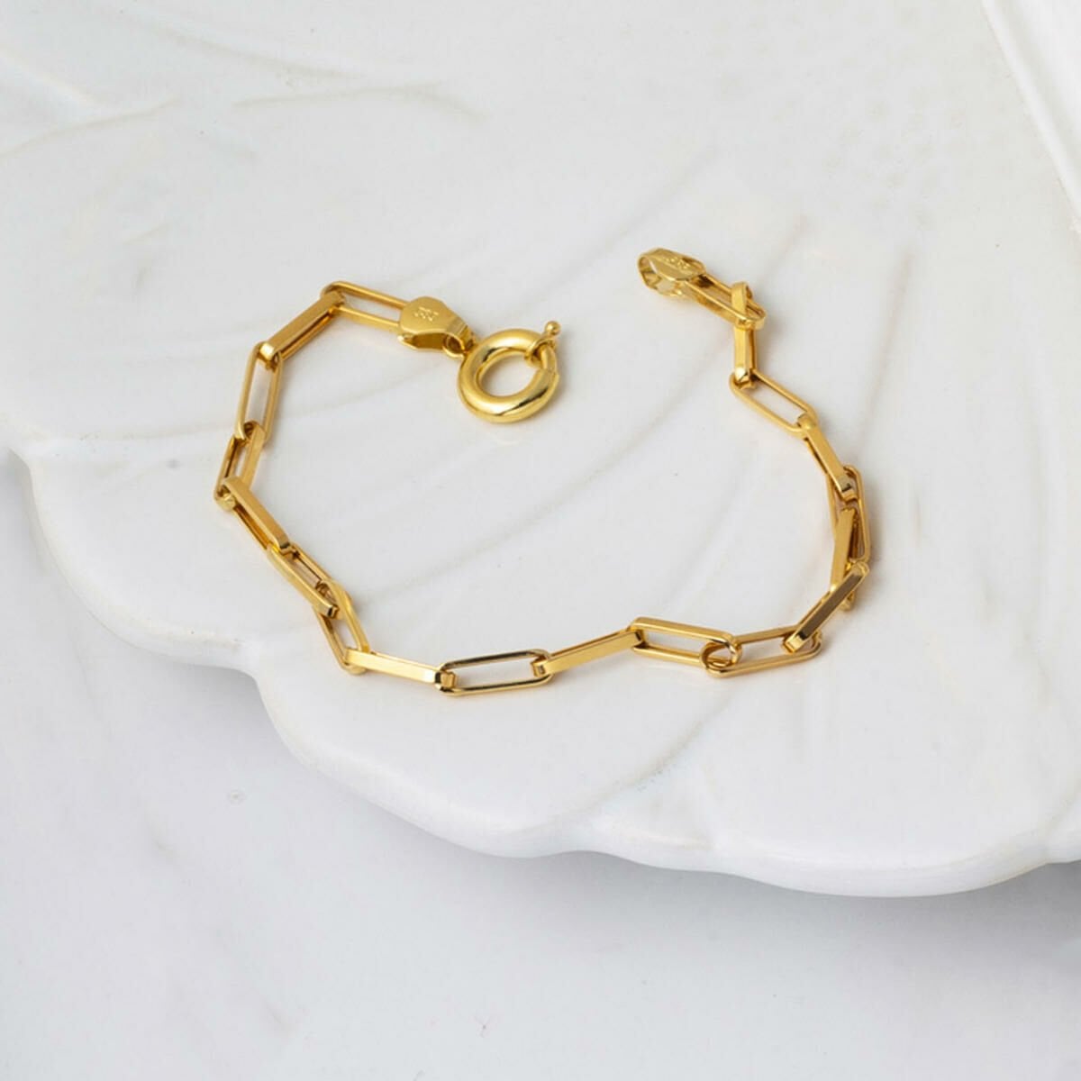 14K Yellow Gold 4 mm Paperclip Chain Bracelet