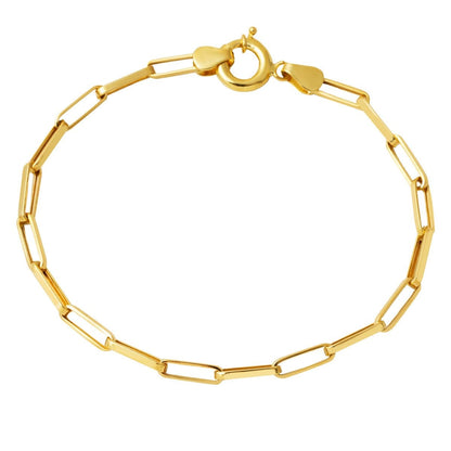 14K Yellow Gold 4 mm Paperclip Chain Bracelet