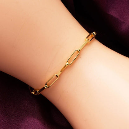 14K Yellow Gold 4 mm Paperclip Chain Bracelet