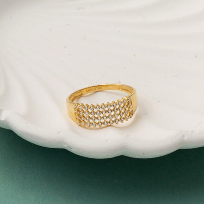 14K Yellow Gold 4 Row Cubic Zirconia Women's Ring