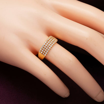 14K Yellow Gold 4 Row Cubic Zirconia Women's Ring