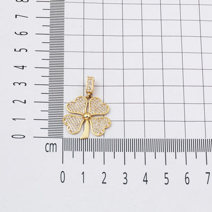 14K Yellow Gold Four Leaf Clover Cubic Zirconia Pendant (3.5 g)