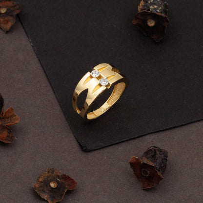 14K Yellow Gold Modern Women's Cubic Zirconia Ring