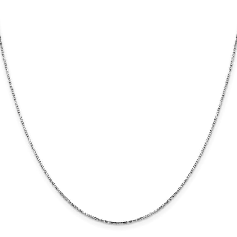 2 Inch 14K White Gold 1mm Sparkle Octagonal Box Chain Necklace