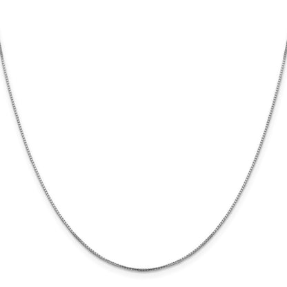 16 Inch 14K White Gold 1mm Sparkle Octagonal Box Chain Necklace