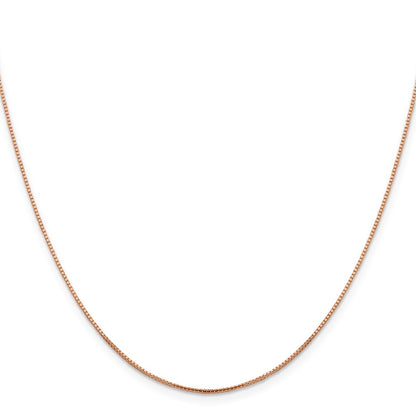 18 Inch 14K Rose Gold 1mm Sparkle Octagonal Box Chain Necklace