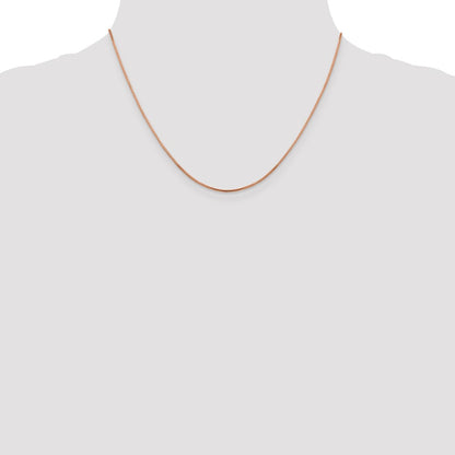 18 Inch 14K Rose Gold 1mm Sparkle Octagonal Box Chain Necklace