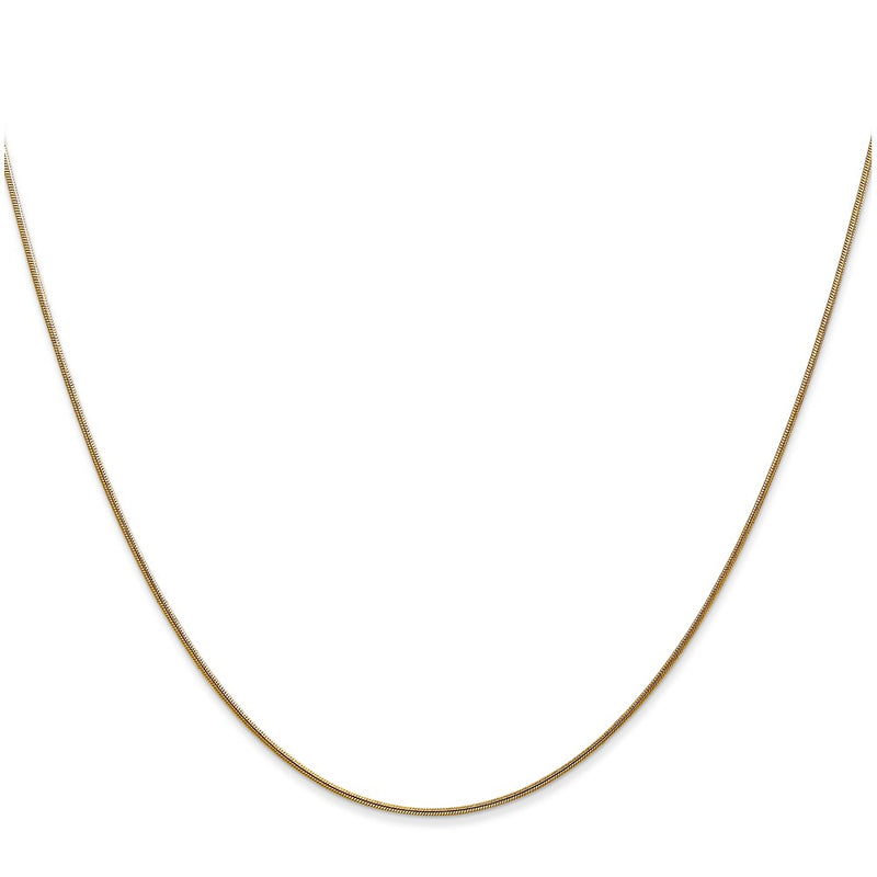 24 Inch 14K Yellow Gold .8mm Round Snake Chain Necklace