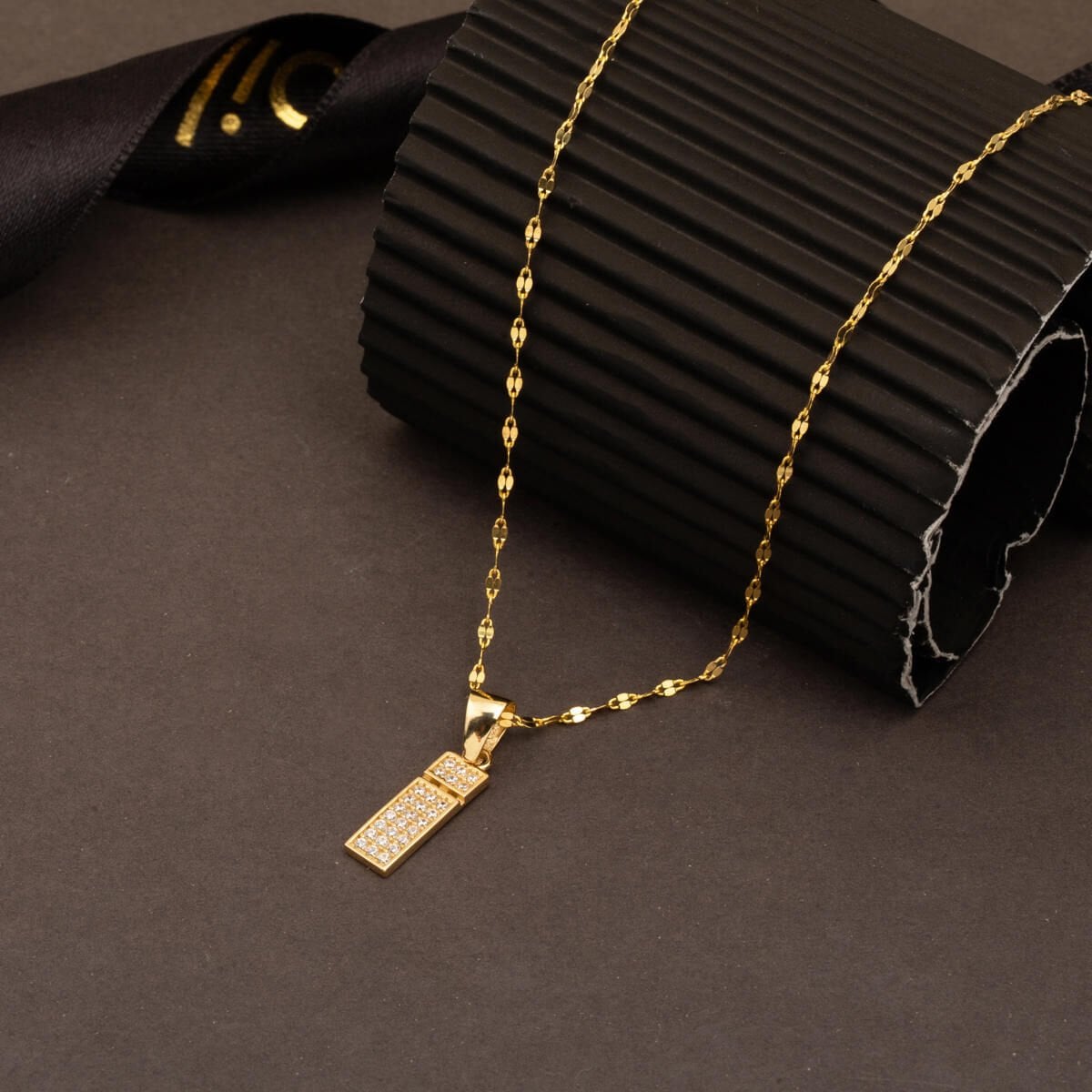 14K Yellow Gold Initial Cubic Zirconia Initial Necklace