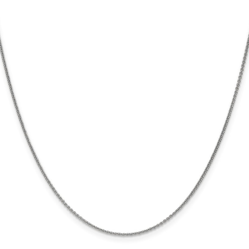 18 Inch 14K White Gold 1.1mm Round Cable Chain Necklace