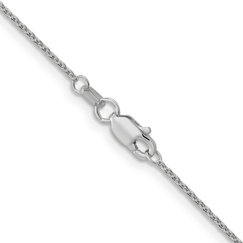 22 Inch 14K White Gold 1.1mm Round Cable Chain Necklace